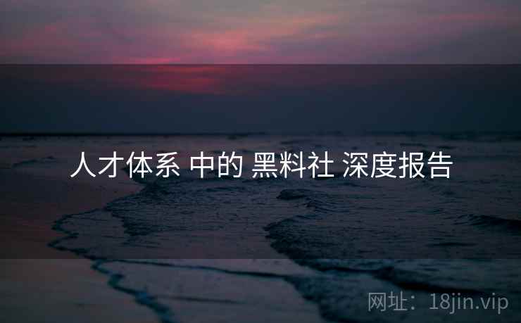 人才体系 中的 黑料社 深度报告  第1张