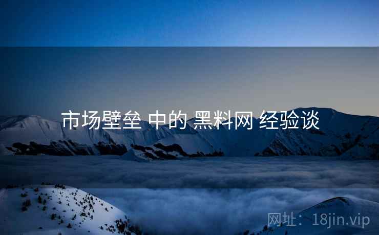 市场壁垒 中的 黑料网 经验谈  第1张